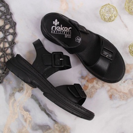 Ledersandale auf dem Plateau Rieker W RKR513 schwarz 2