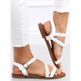Sandalen mit Perlen Zarina White weiß 2