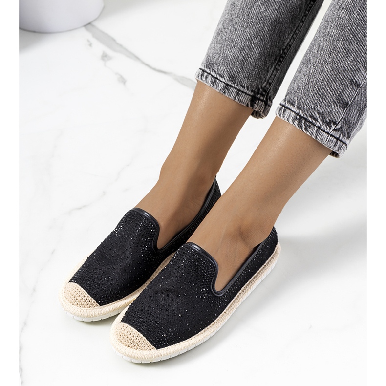 Schwarze Espadrilles mit Punter Zirkonia 1