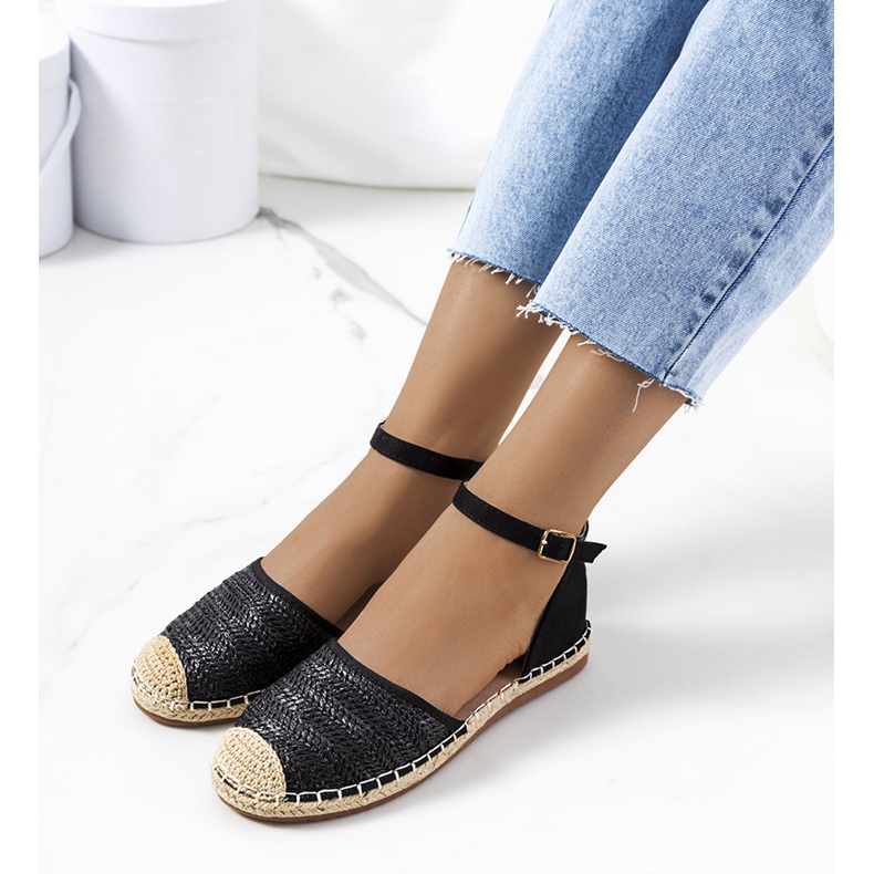 Schwarze geflochtene Espadrilles von Lyon 1