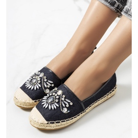 Schwarze Espadrilles mit Cubic Zirkonias Block 1
