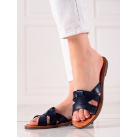 TRENDI Lässige marineblaue Hausschuhe navy blau 1