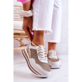 S.Barski Damen Sportschuhe Turnschuhe Weiß und Gold Bourne golden 1