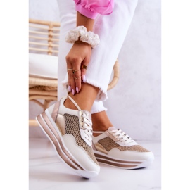 S.Barski Damen Sportschuhe Turnschuhe Weiß und Gold Bourne golden 2