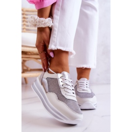 S.Barski Damen Sportschuhe Turnschuhe Weiß-Silber Bourne 1