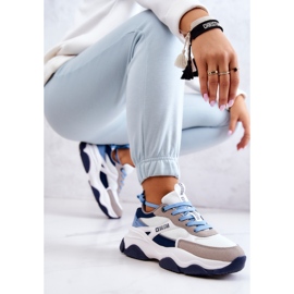 Damen Sneakers Sportschuhe Big Star JJ274580 Weiß-Blau marineblau 1