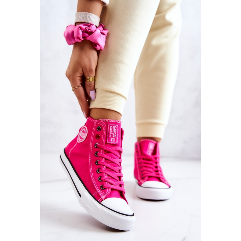 Damen High Sneakers Big Star JJ274210 Fuchsia rosa 2