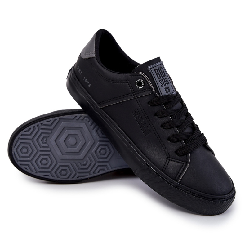 Leder Herren Sneakers Big Star JJ174108 Schwarz 2