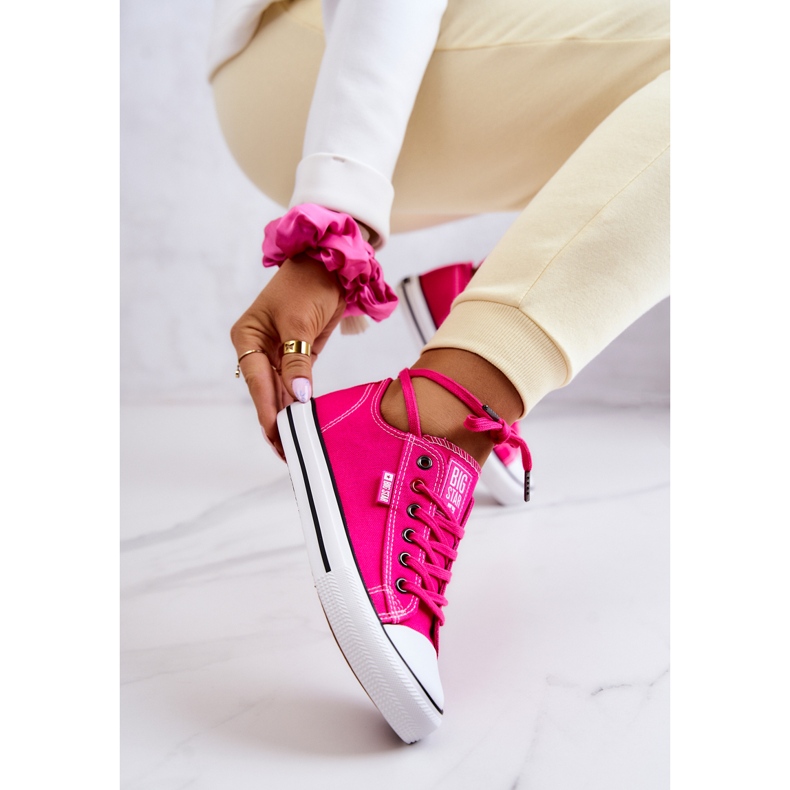 Damen Low Sneakers Big Star JJ274A005 Fuchsia rosa 1