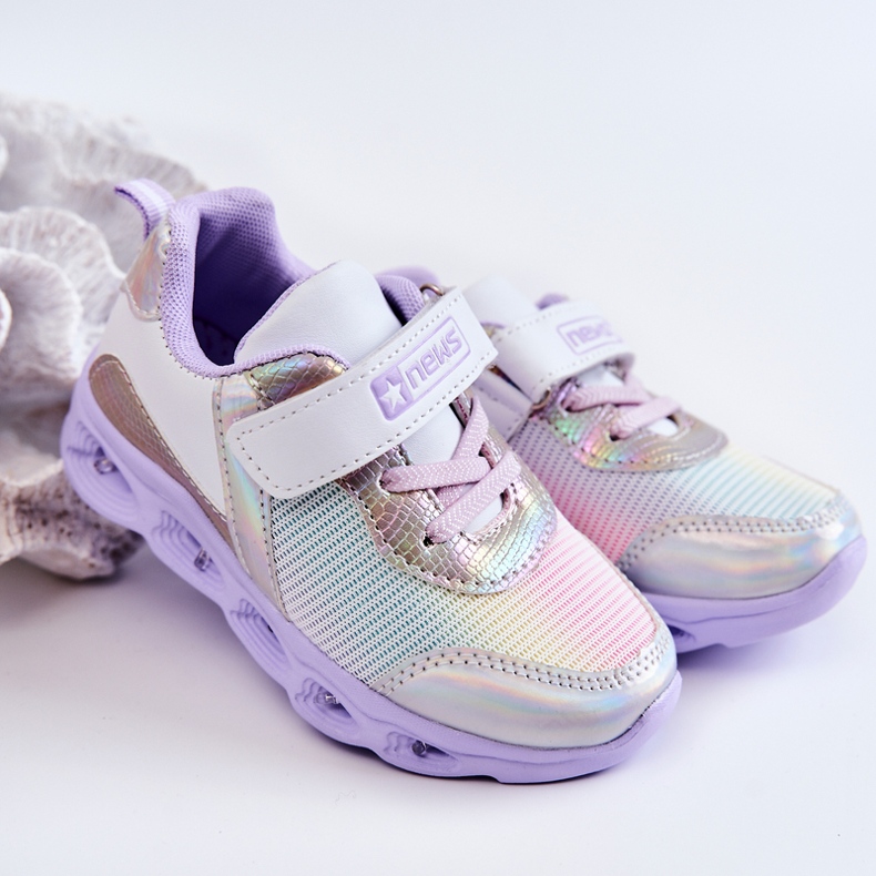 PE1 Sportschuhe aus Leder für Kinder Weiß-Violett Loopsy lila 2