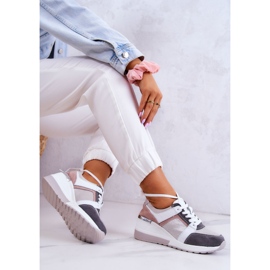 S.Barski Sportschuhe aus Leder mit Keilabsatz Silber-Grau Elissa rosa 2