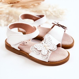 S.Barski Kinder-Leder-Schmetterlings-Sandalen Weiß Rolly 1