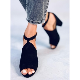 Bahati Schwarze hochhackige durchbrochene Sandalen 2