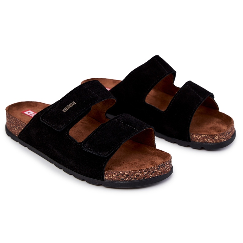 Herren Big Star JJ176001 Schwarze Flip-Flops mit Klettverschluss 1