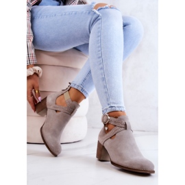 PL5 Lederstiefel mit einem Schnitt auf einem Pfosten Grey Axelle grau 1