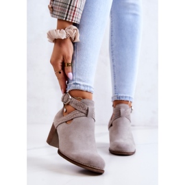 PL5 Lederstiefel mit einem Schnitt auf einem Pfosten Grey Axelle grau 2