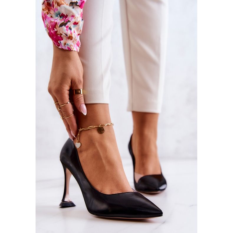 S.Barski Modische schwarze Tamira Leder Stilettos 1