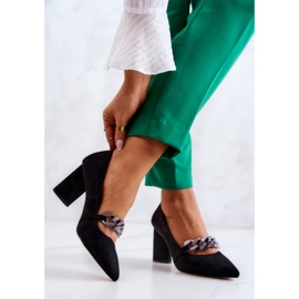 S.Barski Wildleder Pumps mit einer Kette Black Alamoss schwarz 2