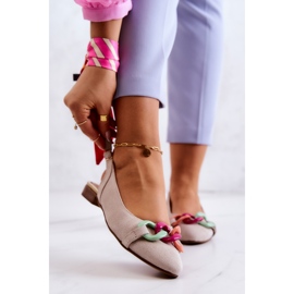 Lewski Shoes Wildleder Ballerinas mit Kette Lewski Schuhe 3125 Hellbeige 1