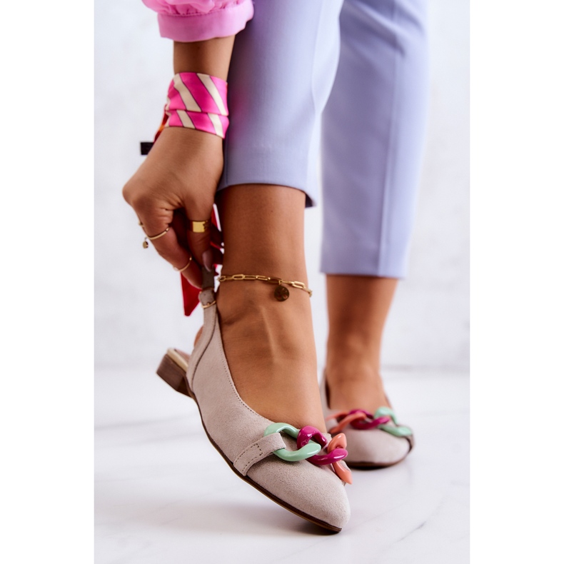 Lewski Shoes Wildleder Ballerinas mit Kette Lewski Schuhe 3125 Hellbeige 1