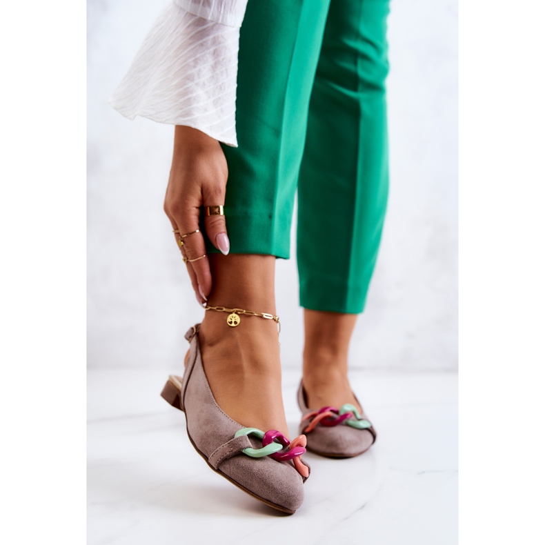 Lewski Shoes Wildleder Ballerinas mit Kette Lewski Schuhe 3125 Beige 1