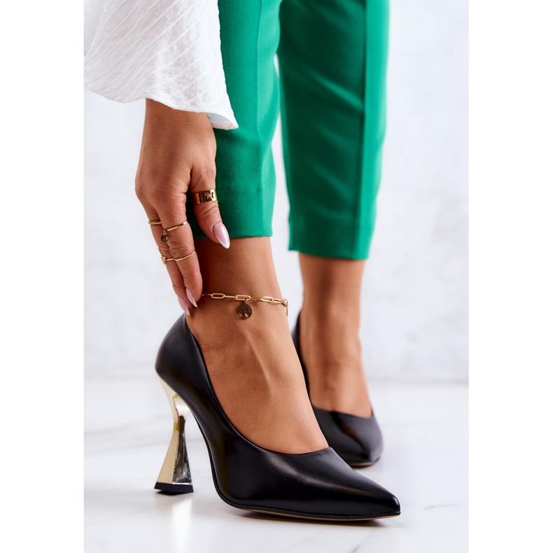 Lewski Shoes Modische Lederpumps Lewski Schuhe 3083 Schwarz und Gold 1