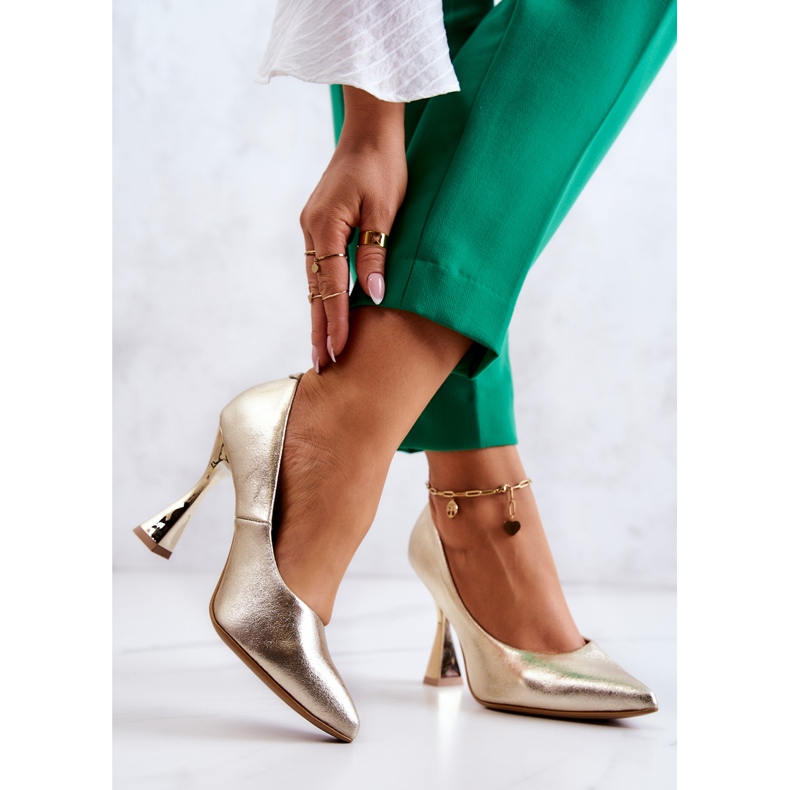 Modischer Lederpumps Lewski Shoes 3181 Golden 2