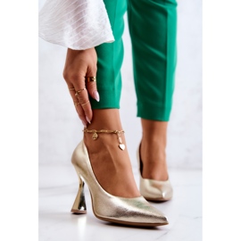 Modischer Lederpumps Lewski Shoes 3181 Golden 1