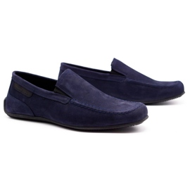 Polbut Herren Leder Slipper 2105 marineblau 2