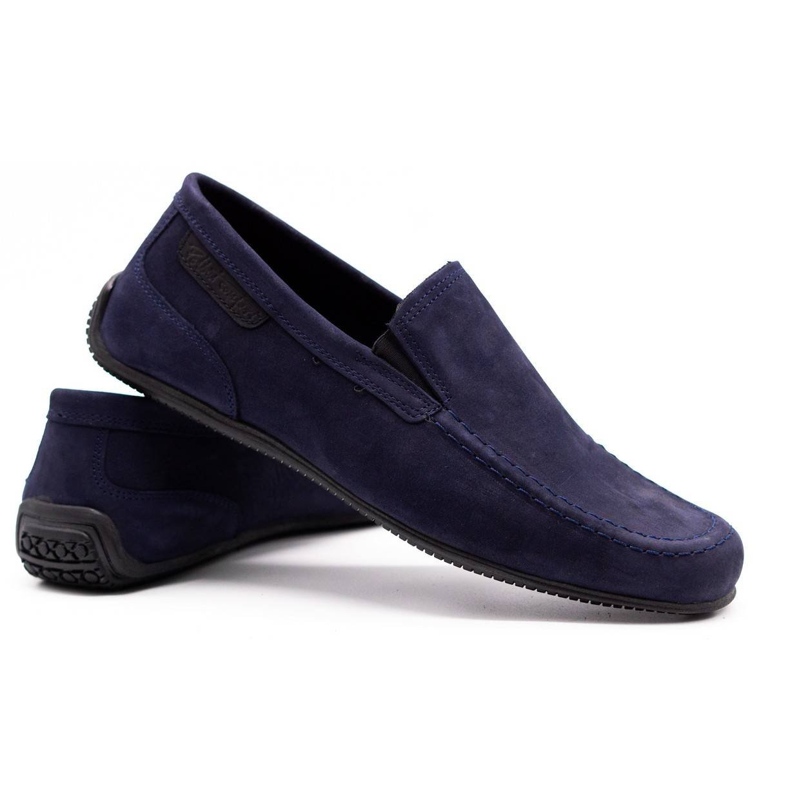 Polbut Herren Leder Slipper 2105 marineblau 3