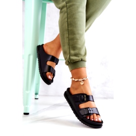 S.Barski Schwarze Corina Hausschuhe mit Schnalle 4