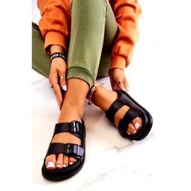 S.Barski Schwarze Corina Hausschuhe mit Schnalle 3