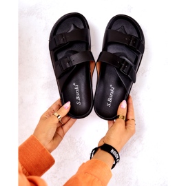 S.Barski Schwarze Corina Hausschuhe mit Schnalle 5