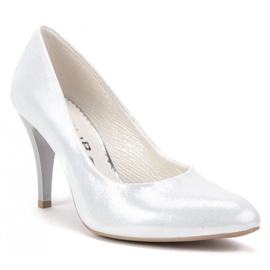 Pumps Filippo 097 aus silbernem Satin 1