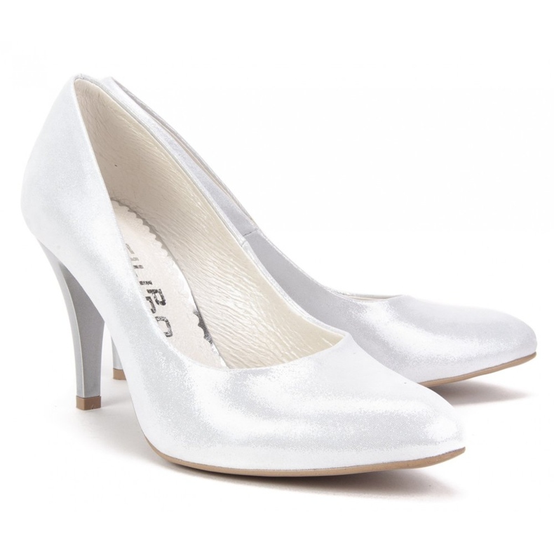 Pumps Filippo 097 aus silbernem Satin 2