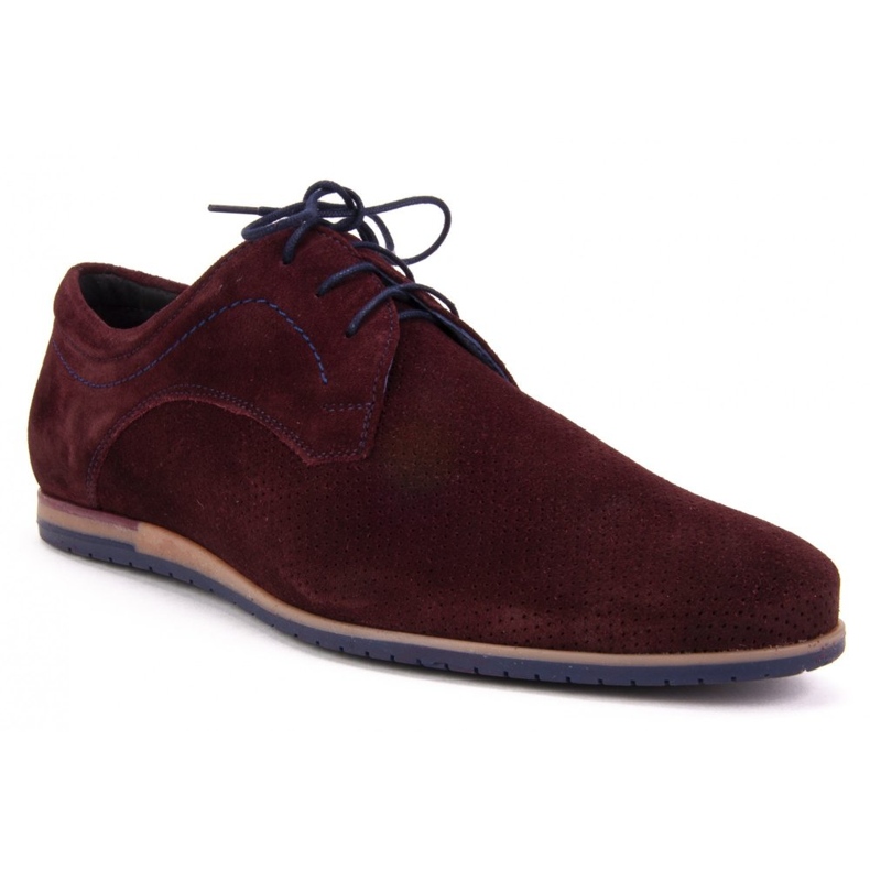 Schuhe Filippo 731 Bordo Velours mit Perforation rot 1