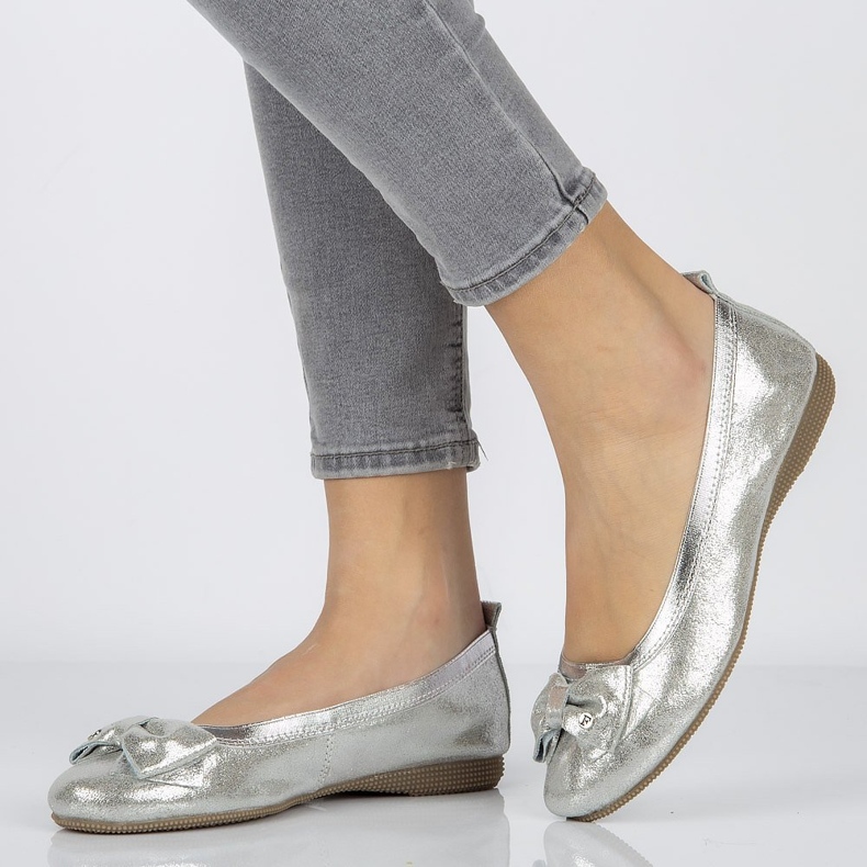 Lederballerinas Filippo DP1409 / 20 Si silber grau 1