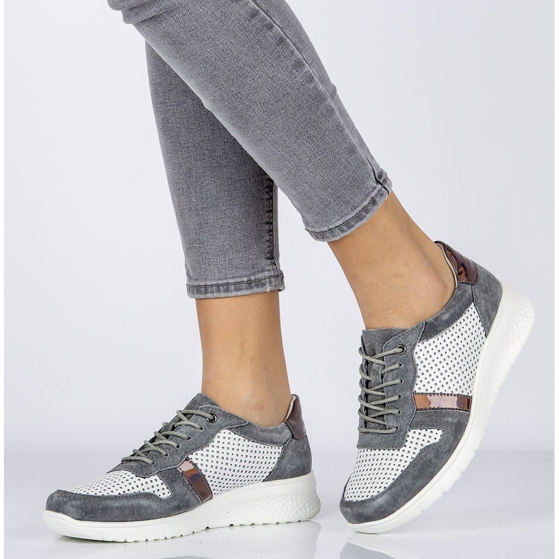 Lederschuhe Filippo DP1389 / 20 Wh Gr Grau weiß gelb 1