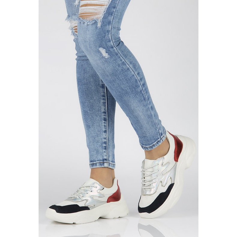 Lederturnschuhe Filippo DP1410 / 20 Wh Rd weiß rot 1