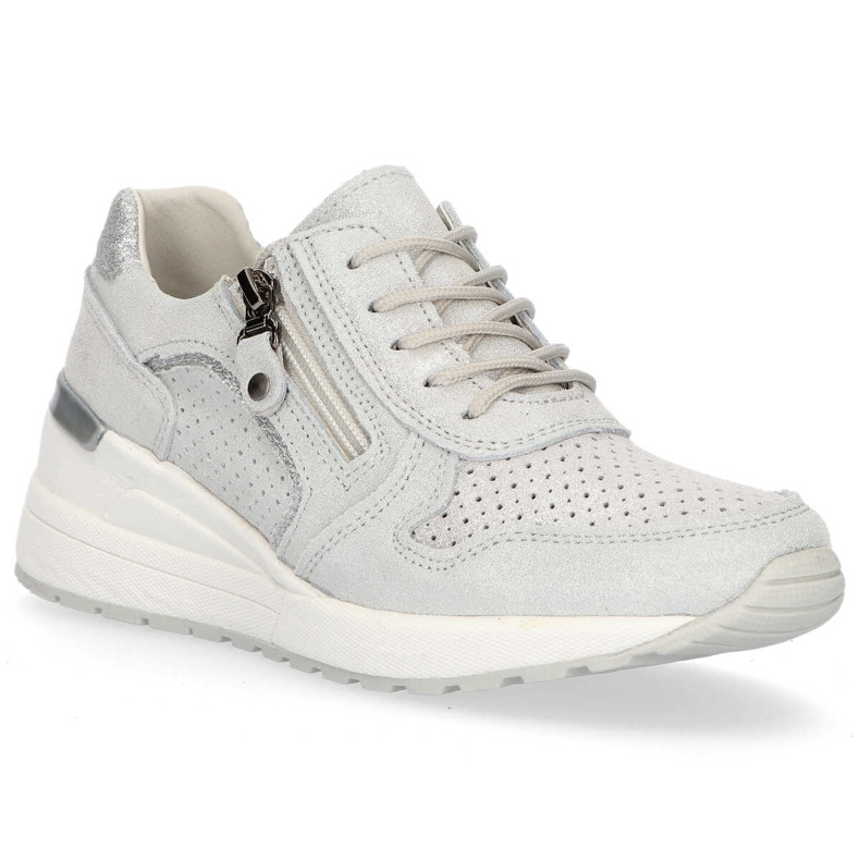 Lederturnschuhe Filippo DP1423 / 20 Si Silber marineblau 2