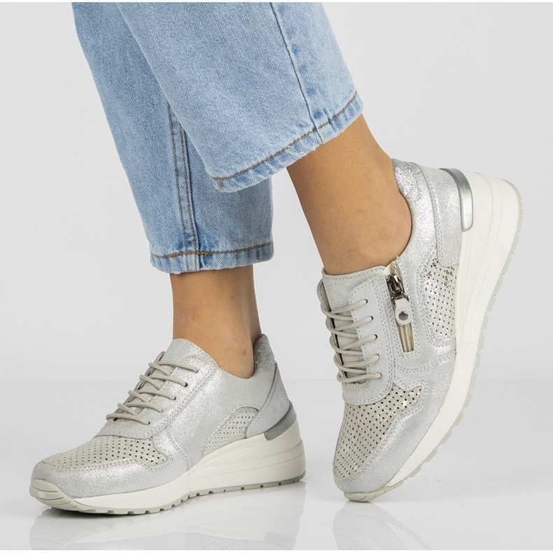 Lederturnschuhe Filippo DP1423 / 20 Si Silber navy blau silber- 1