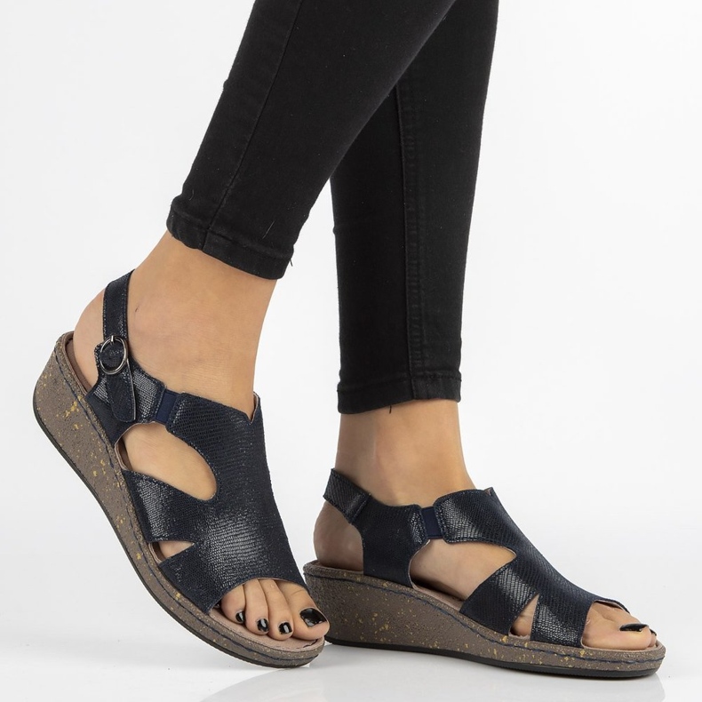 Ledersandalen Filippo DS097 / 18 Nv marineblau 2