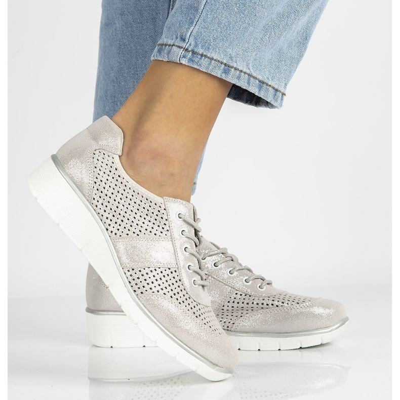 Lederschuhe Filippo DP028/21 Si silber geschnürt 2