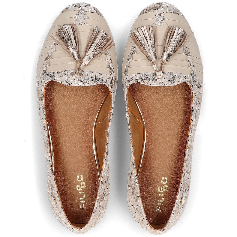 Leder Ballerinas Filippo 04016 beige gold golden 2