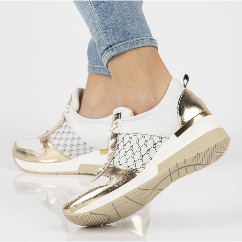 Lederturnschuhe Filippo 062 Weißgold golden 1