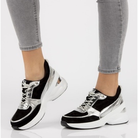 Lederturnschuhe Filippo DP2056 / 21 Bk Si schwarz silber- 1