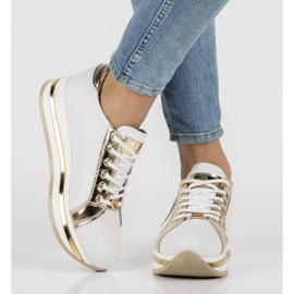 Lederturnschuhe Filippo 096 weiß und gold golden 1