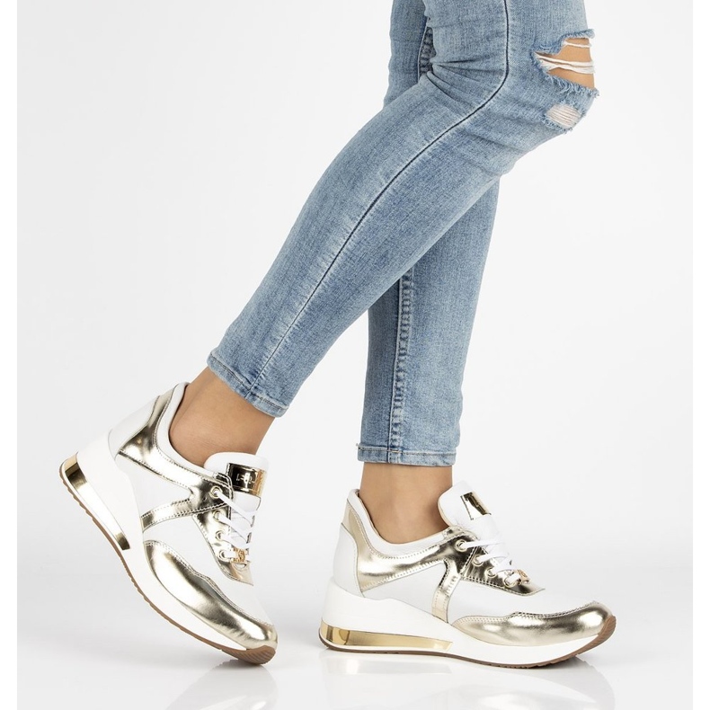 Lederturnschuhe Filippo 086 weiß golden 1