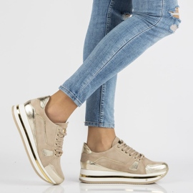 Lederturnschuhe Filippo 092 beige und gold golden 1