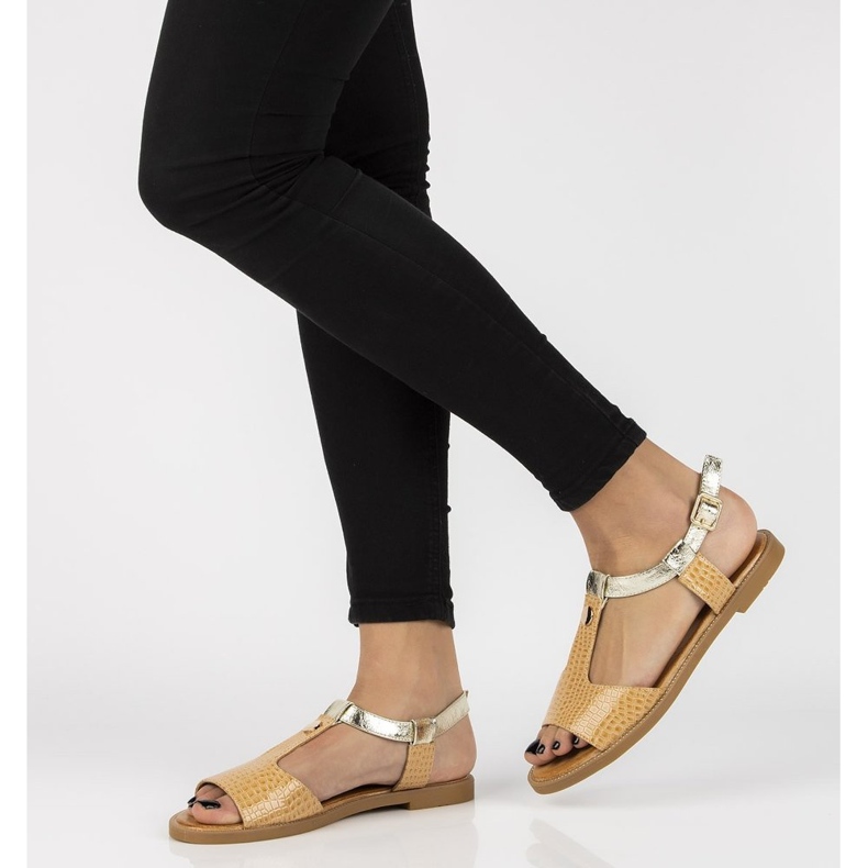 Filippo DS2099 / 21 Seien Sie beige Sandalen golden 1